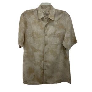 Tasso Elba Island Linen Silk Blend Button Shirt Men’s Large Short Sleeve Hawaii